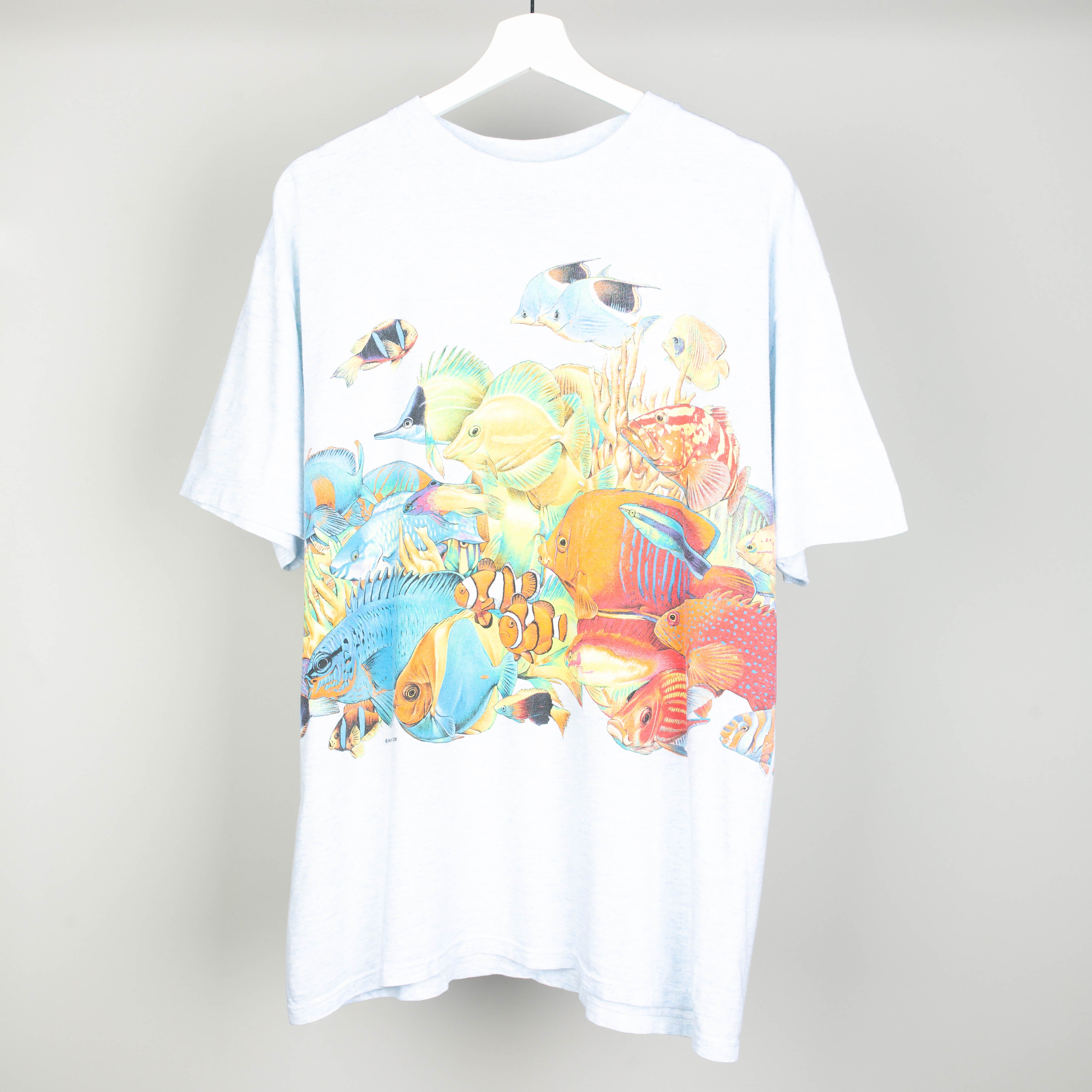 1995 Habitat Fish All Over Print T-Shirt Size L