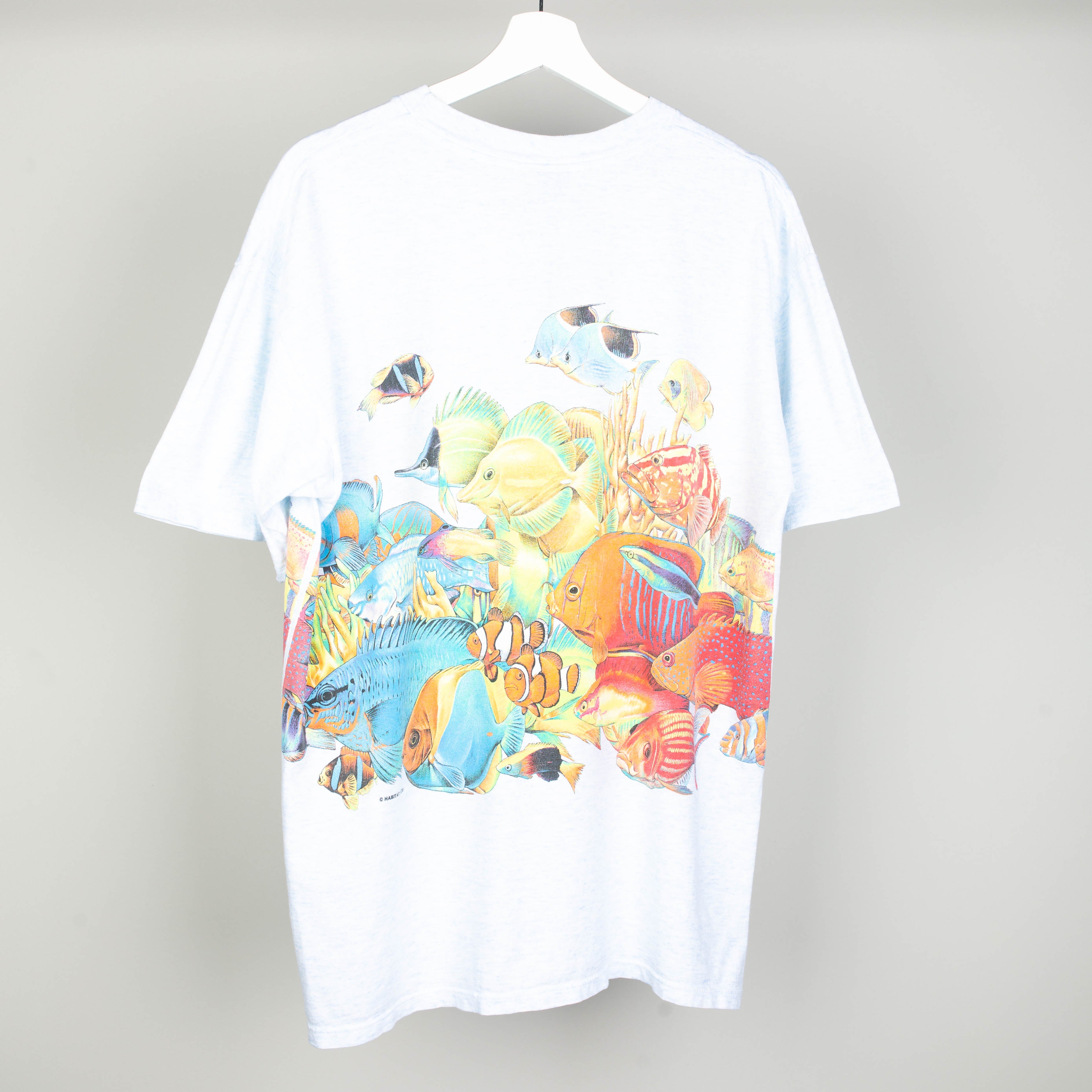 1995 Habitat Fish All Over Print T-Shirt Size L