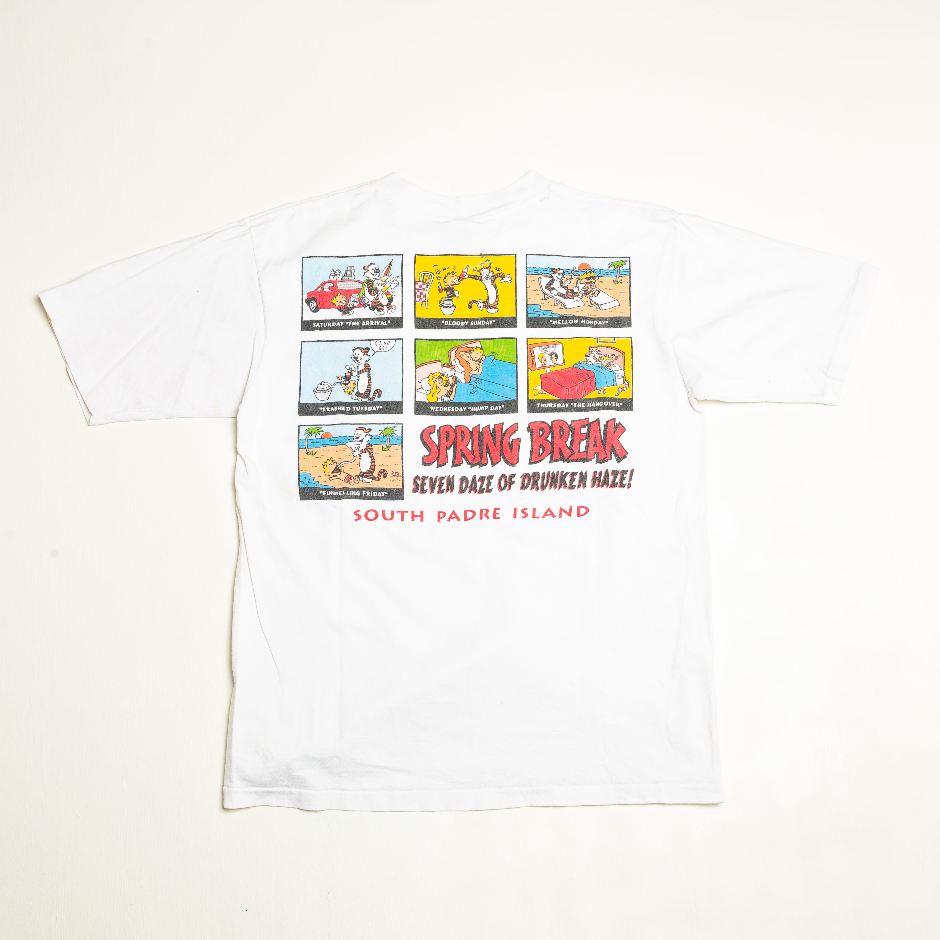 90's Calvin & Hobbes Spring Break Weed Parody T-Shirt Size L