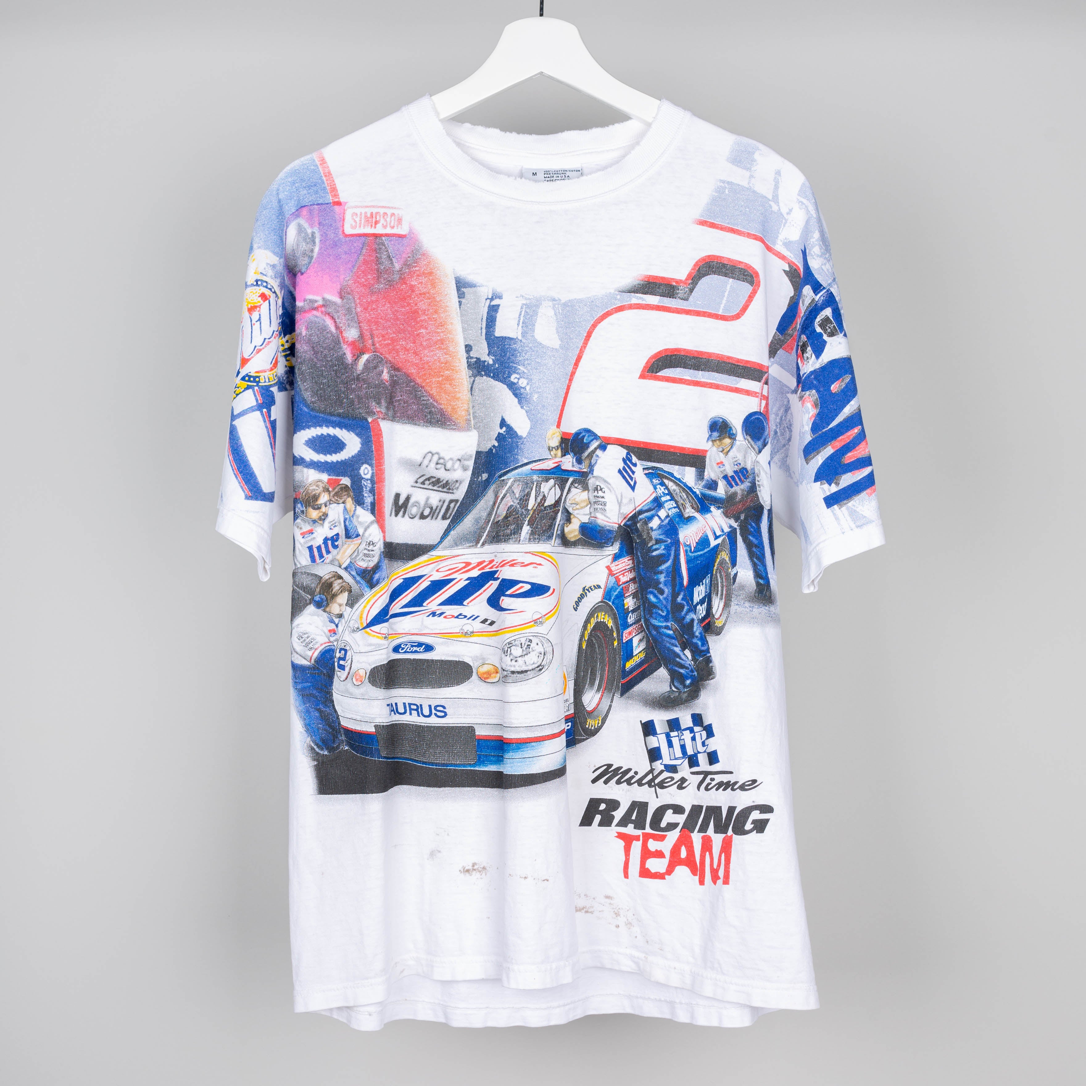 1997 Rusty Wallace Miller Lite Racing AOP T-Shirt Size M