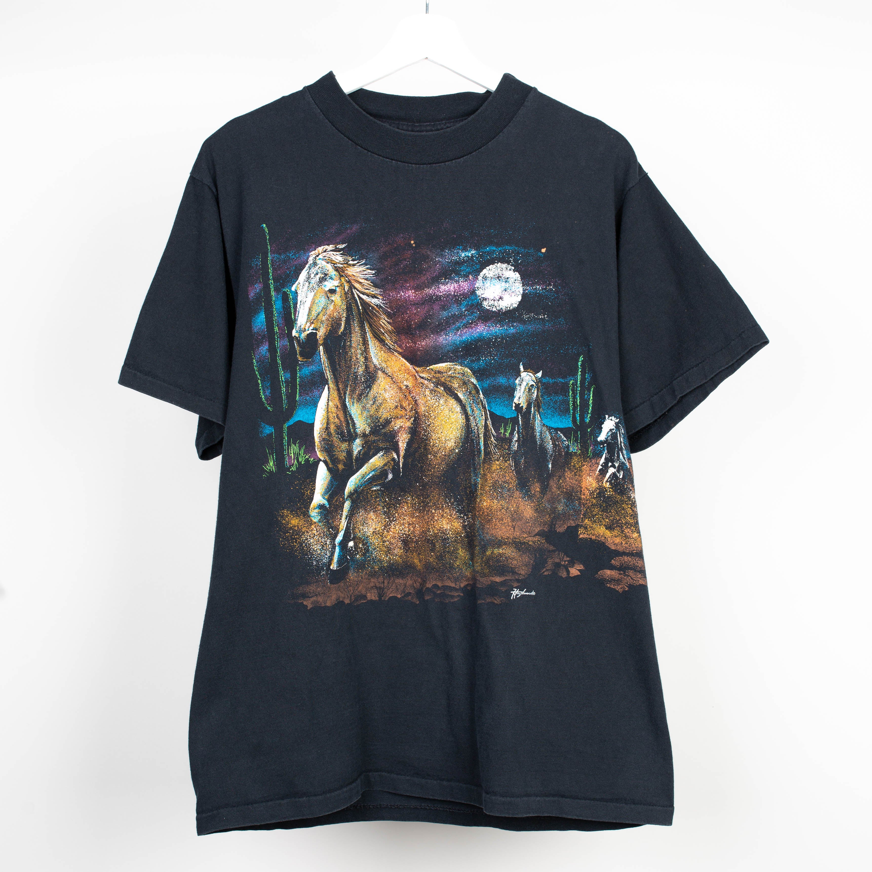 90's Night horse wrap around T-Shirt Size L