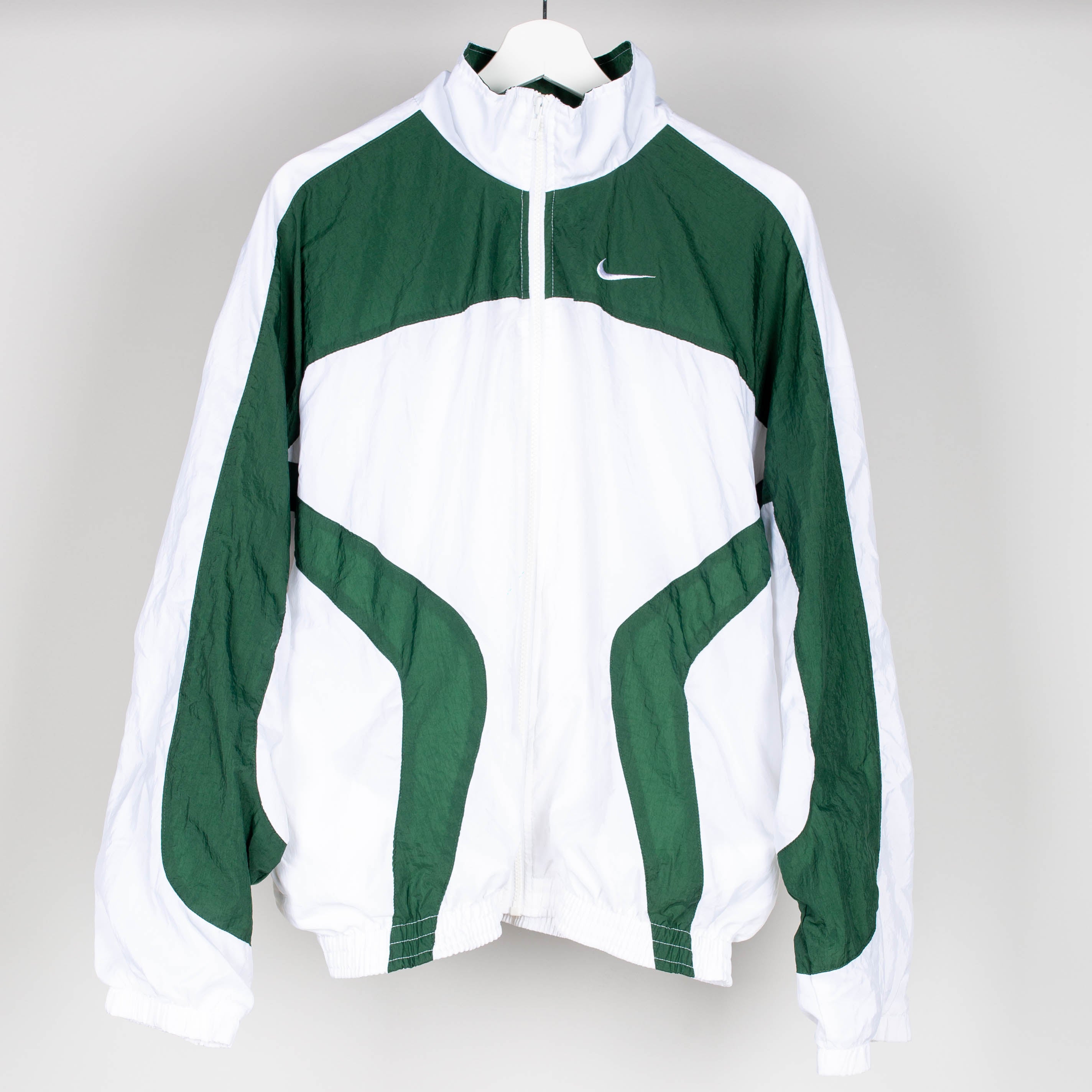 90's Nike White & Green Windbreaker Jacket Size M