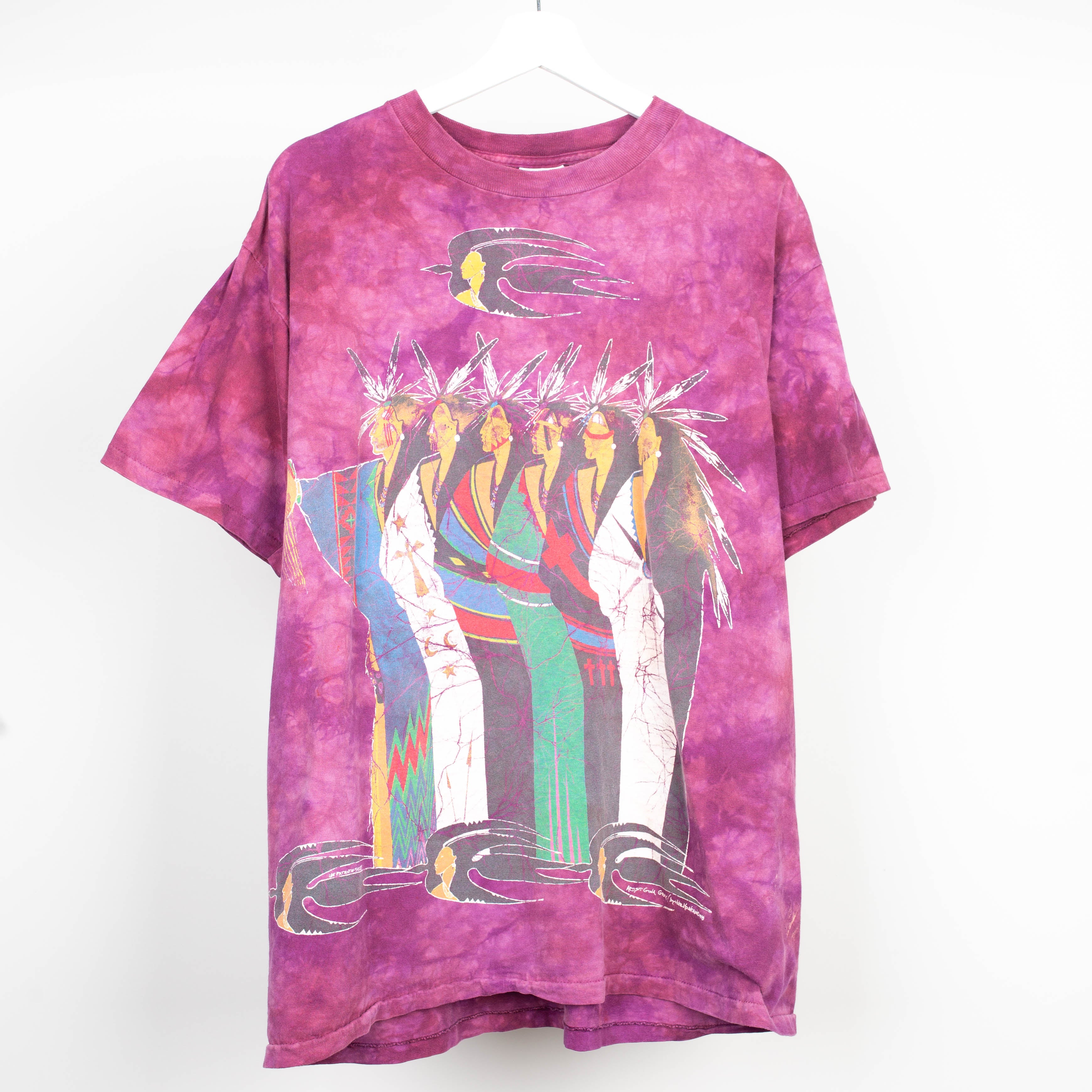 90's Native American Tie-Dye T-Shirt Size L